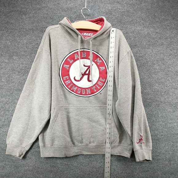 E5 Men's Alabama Crimson Tide Drawstring Hoodie Gray S Long Sleeve Cotton Blend - Picture 10 of 12